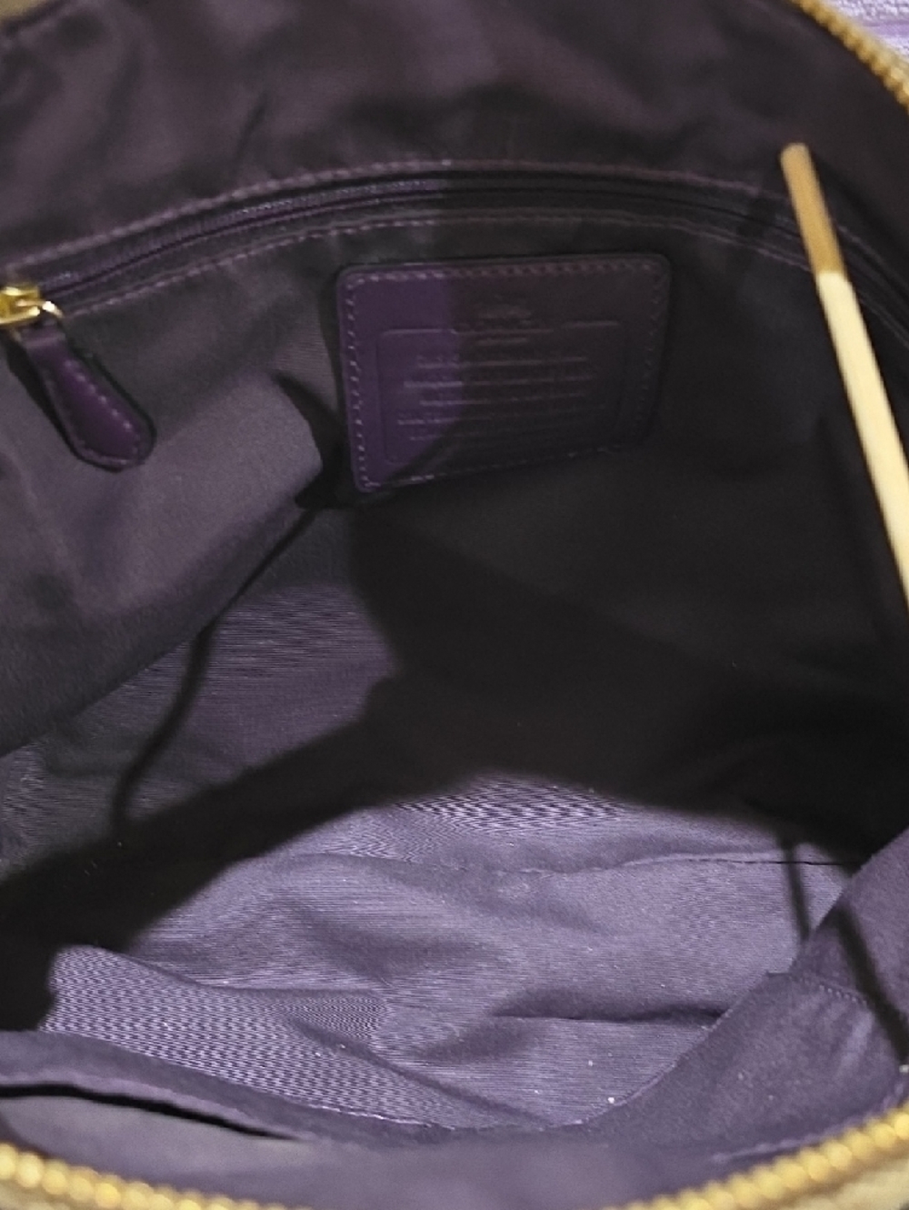 Coach Kelsey Brown Signature Satchel with Purple Leather Accents - Picture 10 of 15